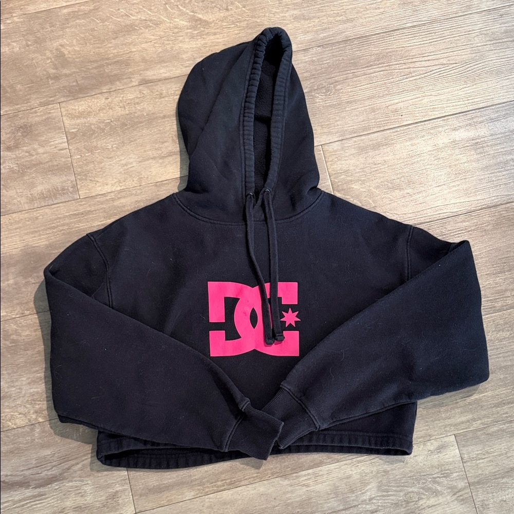 DC Black Hoodie with pink Logo Patch